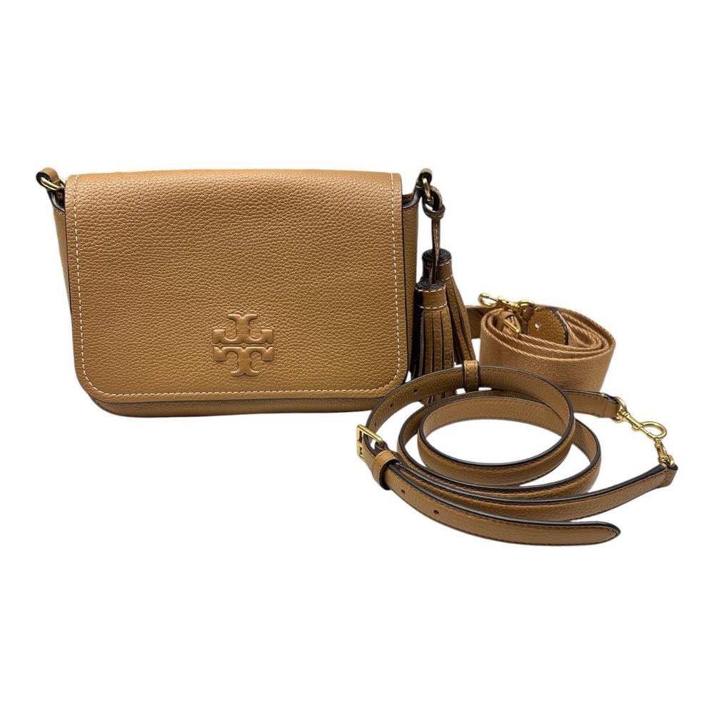 Tory Burch Thea 170477 Flap Crossbody Tiramisu Leather Tassel Handbag